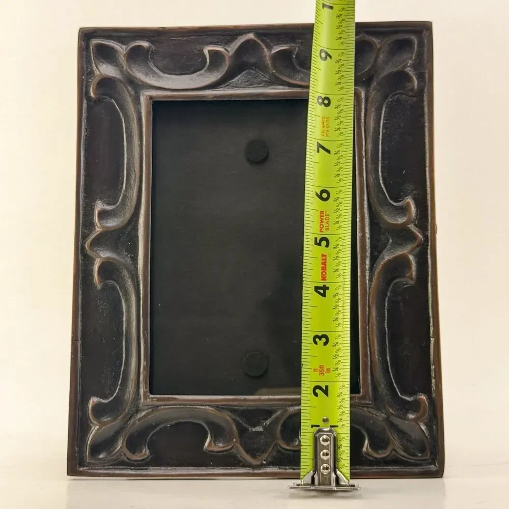 Vintage Embossed Metal Picture Frame – Art Nouveau / Mission Style Decor 5 x 7